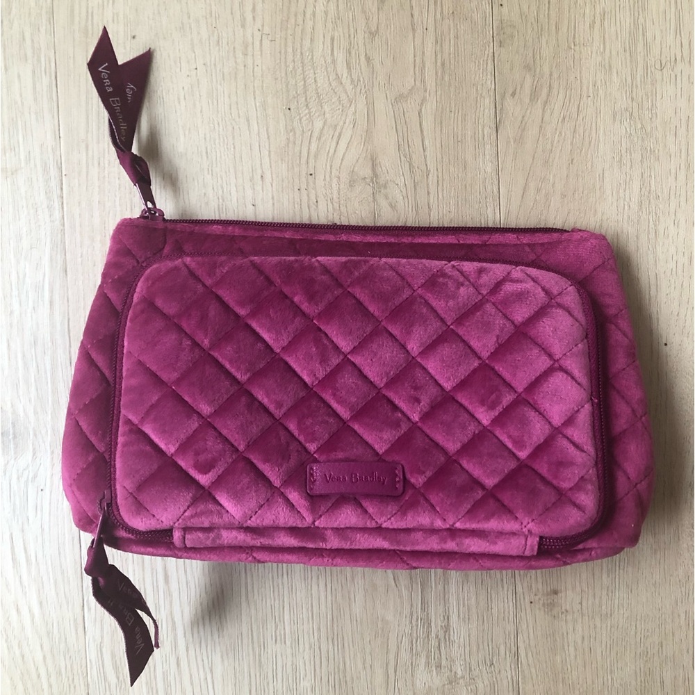 Vera Bradley Compact Organizer Majestic Magenta Velvet Pouch VGUC